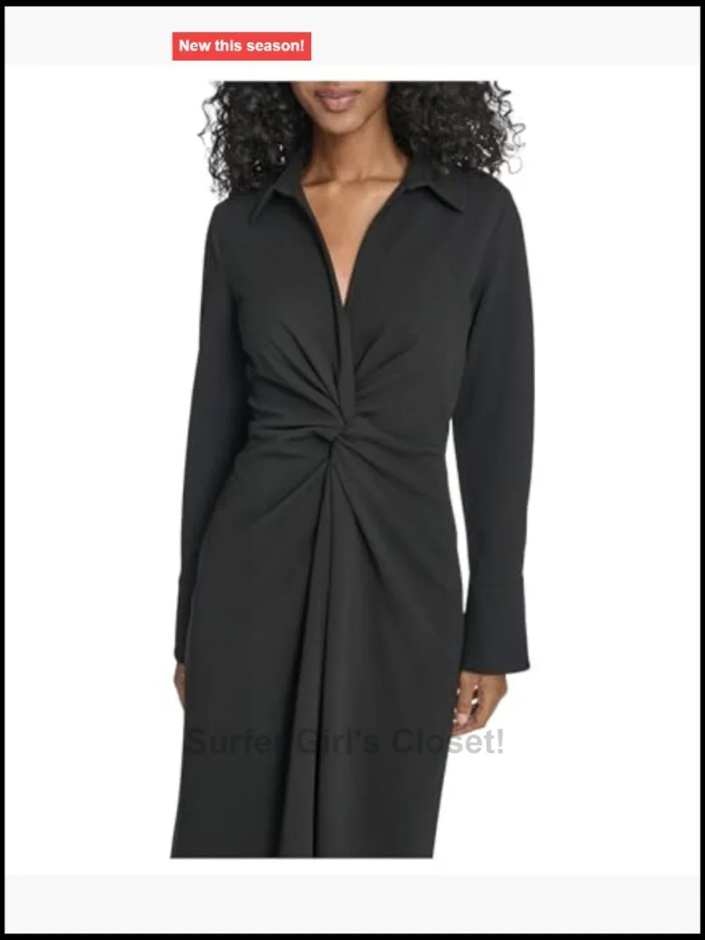 Long Sleeve Scuba Crepe Twist Front Sheath Dress